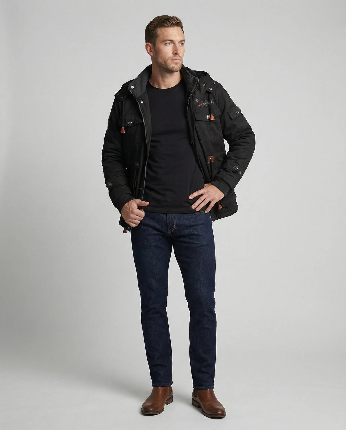Guy | Men's Fleece-Lined Cotton Cargo Field Jacket