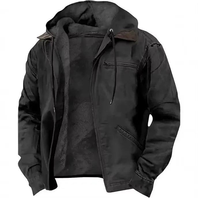Heavyweight Hooded Workwear Jacket, Fleece Lined