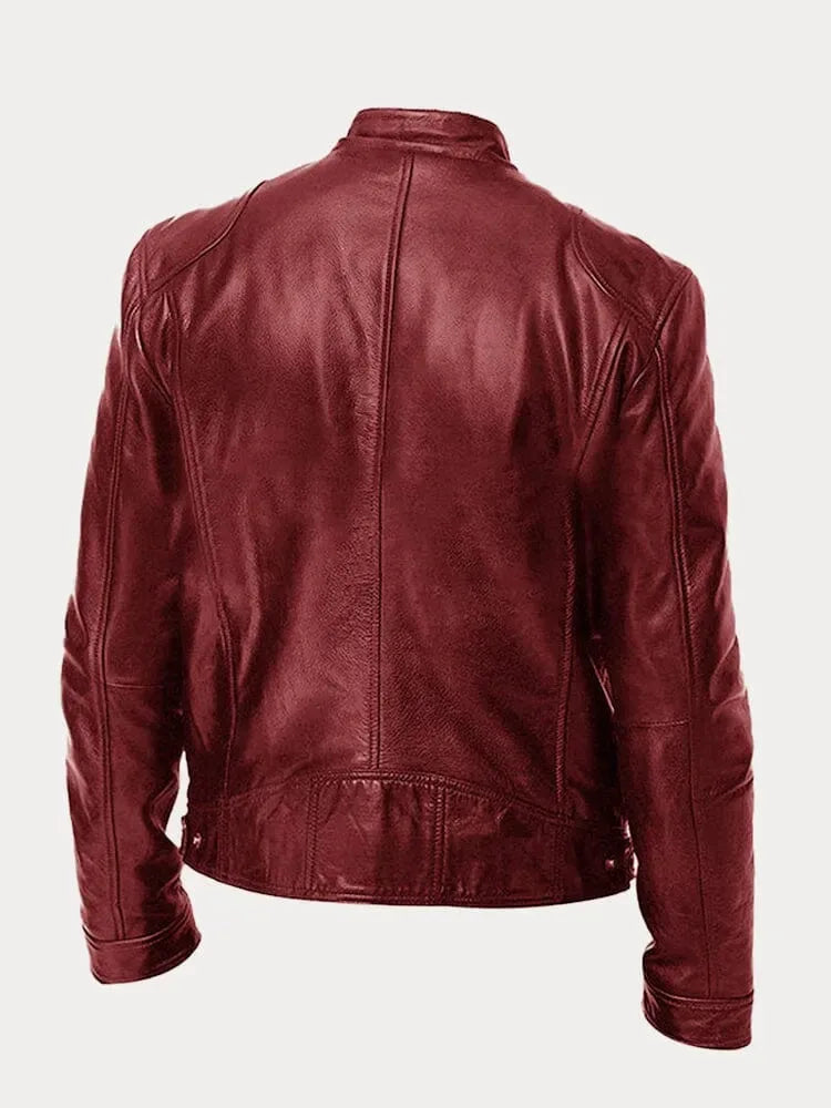 Leather Biker Jacket with Adjustable Cuffs