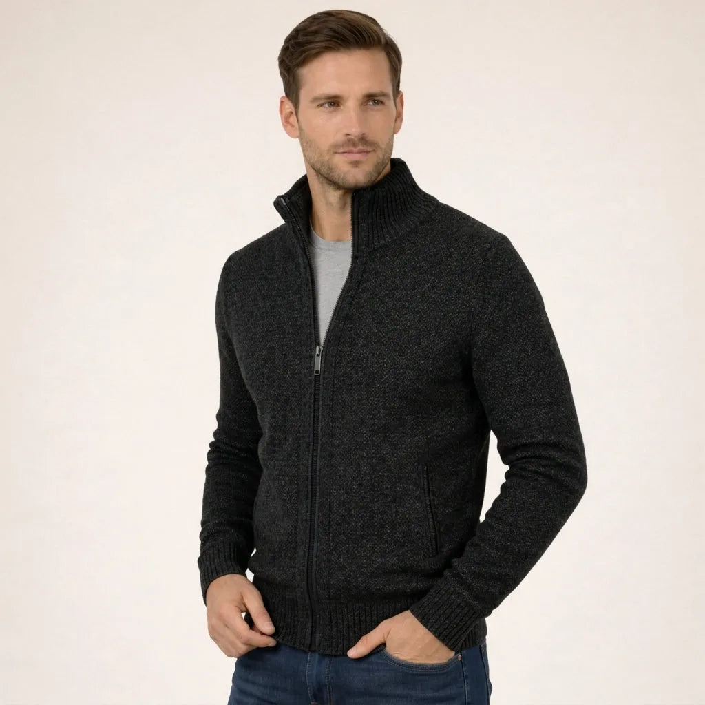 Jonathan | Men's Merino Wool Full-Zip Knitted Jumper