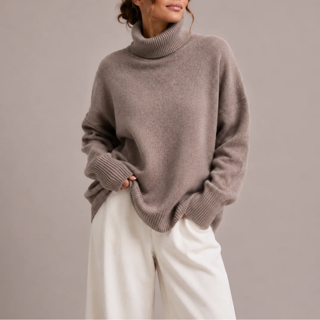 Ellen | Women's Oversized Polo Neck Jumper in Soft Knit