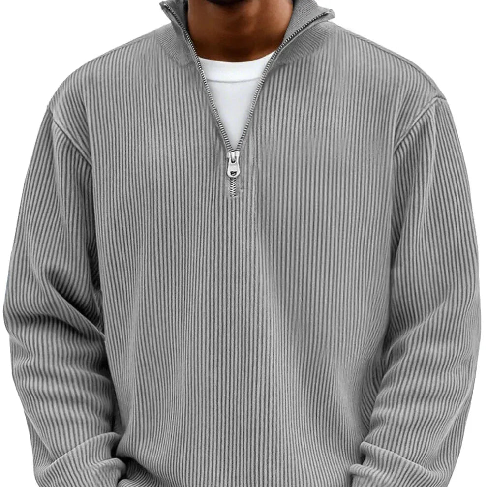 Ribbed Knit Quarter-Zip Jumper