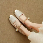Braided Pearl Strap Brocade Mary Jane Flats for Women image 10