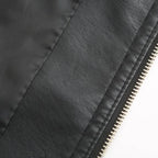 Women's Fitted Faux Leather Biker Jacket with Quilted Shoulders image 13
