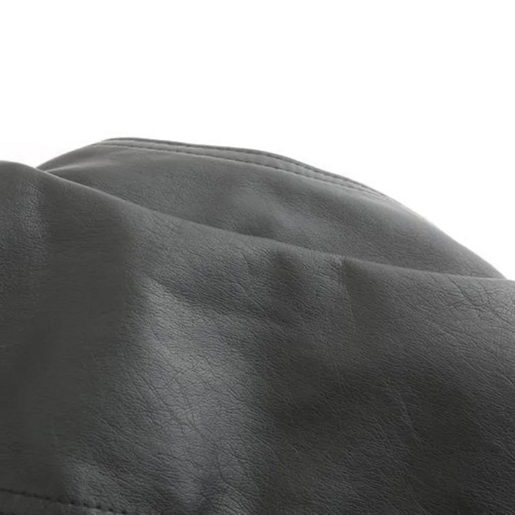Women's Fitted Faux Leather Biker Jacket with Quilted Shoulders image 19