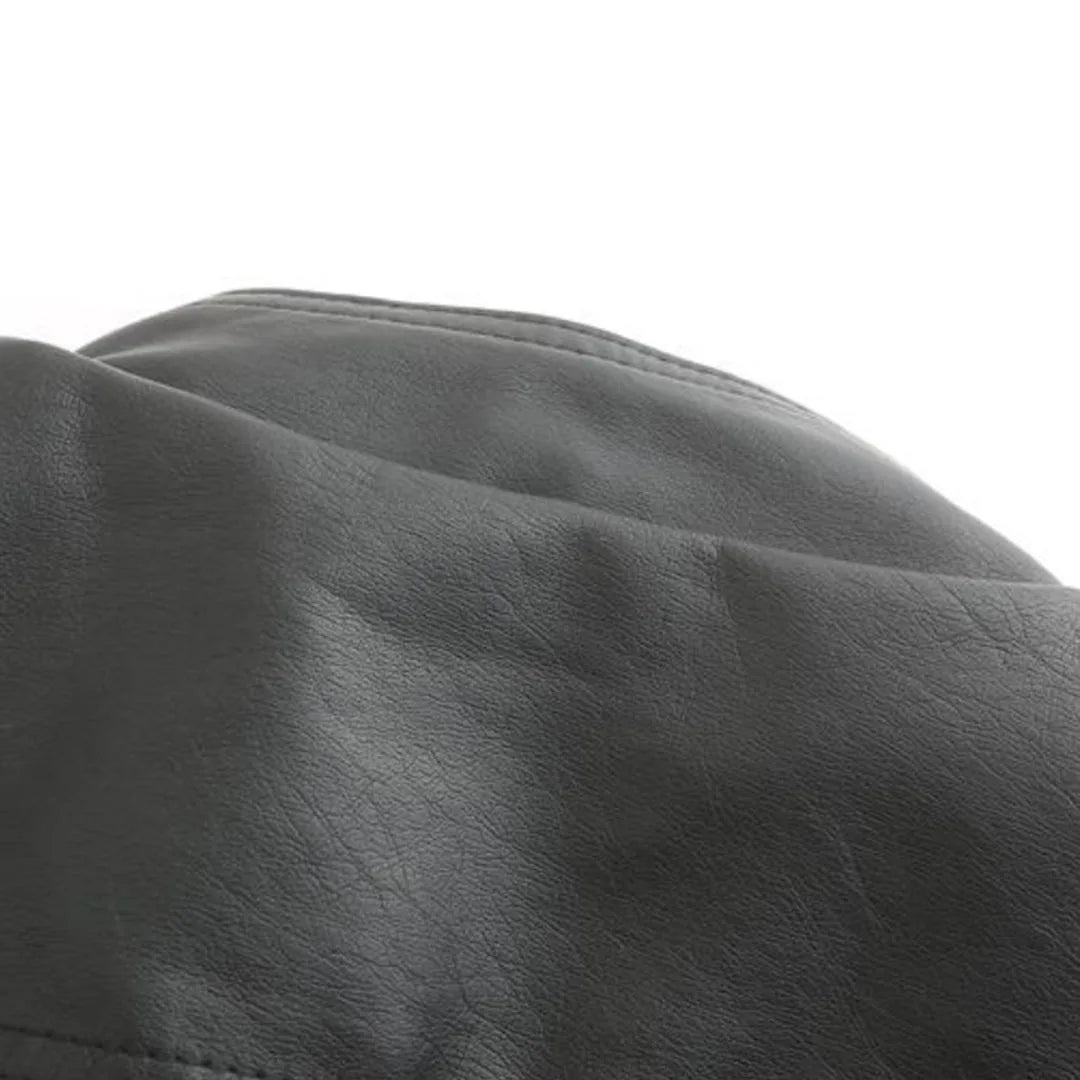 Women's Fitted Faux Leather Biker Jacket with Quilted Shoulders image 19