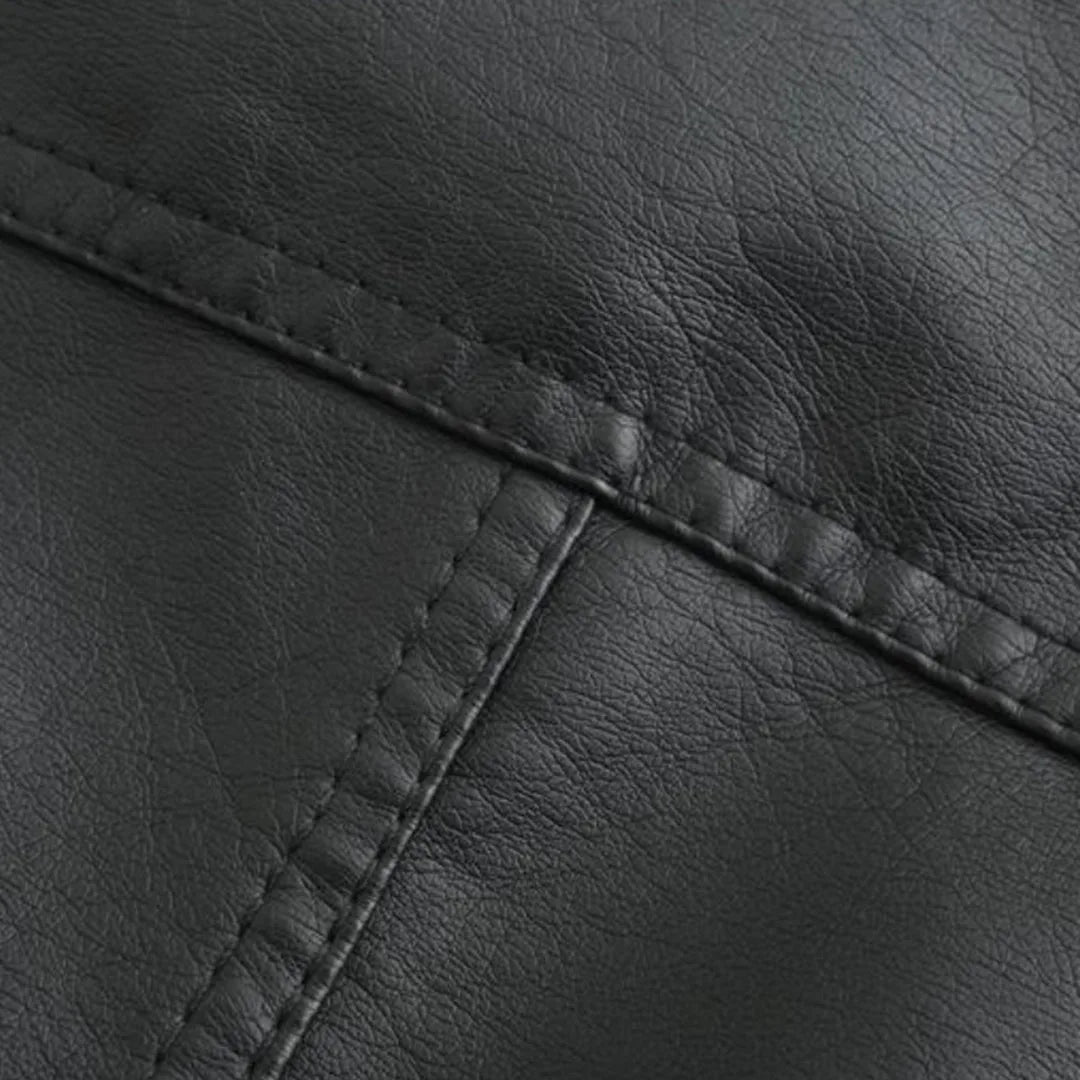 Women's Fitted Faux Leather Biker Jacket with Quilted Shoulders image 20