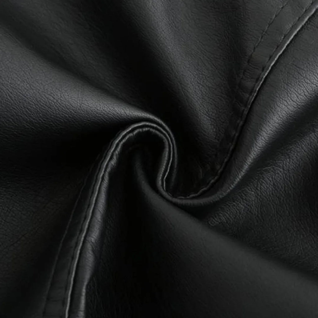 Women's Fitted Faux Leather Biker Jacket with Quilted Shoulders image 21