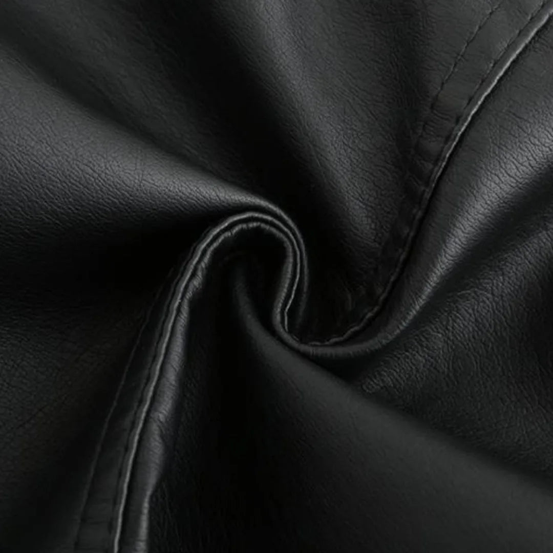 Women's Fitted Faux Leather Biker Jacket with Quilted Shoulders image 21