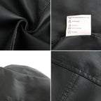 Women's Fitted Faux Leather Biker Jacket with Quilted Shoulders image 9