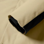 Close-up of khaki fabric cuff with black hook-and-loop strap for adjusting sleeve width