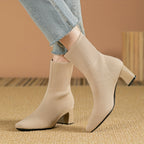 Comfort Knitted Sock Boots with Block Heel for Women image 12