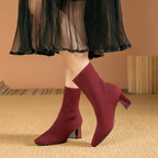 Comfort Knitted Sock Boots with Block Heel for Women image 9