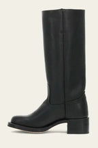 Interior view of a boot showing the tan leather lining and inside zip closure
