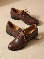 Leather Lace-Up Oxford Shoes with Cap-Toe for Women image 12