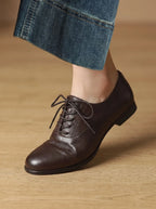 Leather Lace-Up Oxford Shoes with Cap-Toe for Women image 14