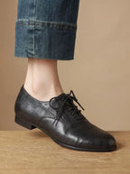 Leather Lace-Up Oxford Shoes with Cap-Toe for Women image 15