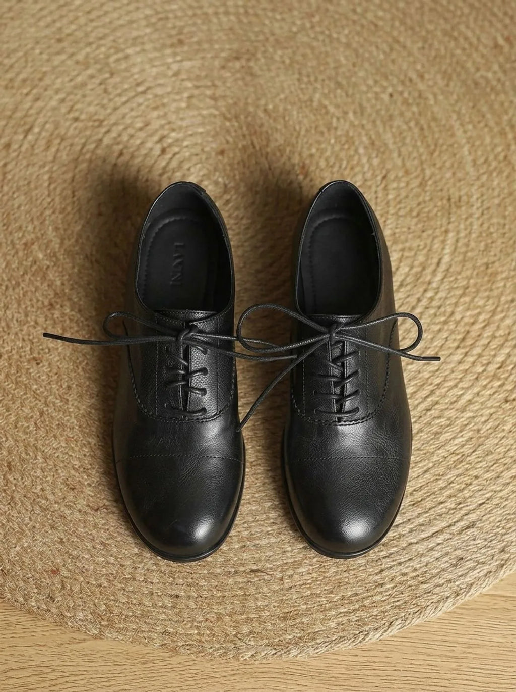 Leather Lace-Up Oxford Shoes with Cap-Toe for Women image 18