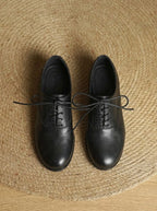 Leather Lace-Up Oxford Shoes with Cap-Toe for Women image 18