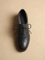 Leather Lace-Up Oxford Shoes with Cap-Toe for Women image 20