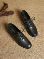 Leather Lace-Up Oxford Shoes with Cap-Toe for Women image 22
