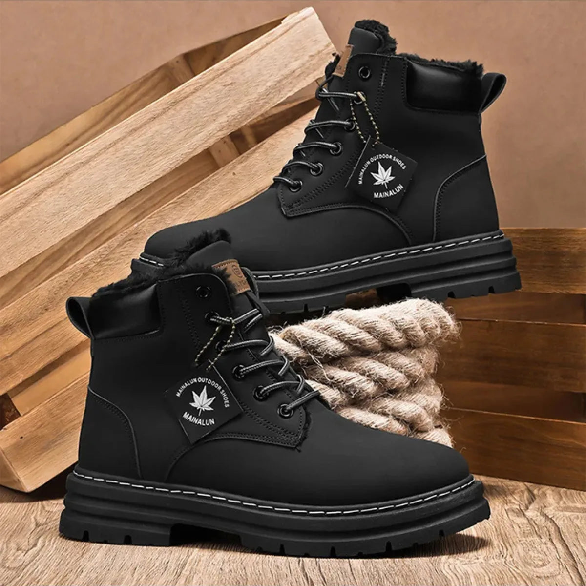 Men's Fur Lined Insulated Lace-Up Boots image 13