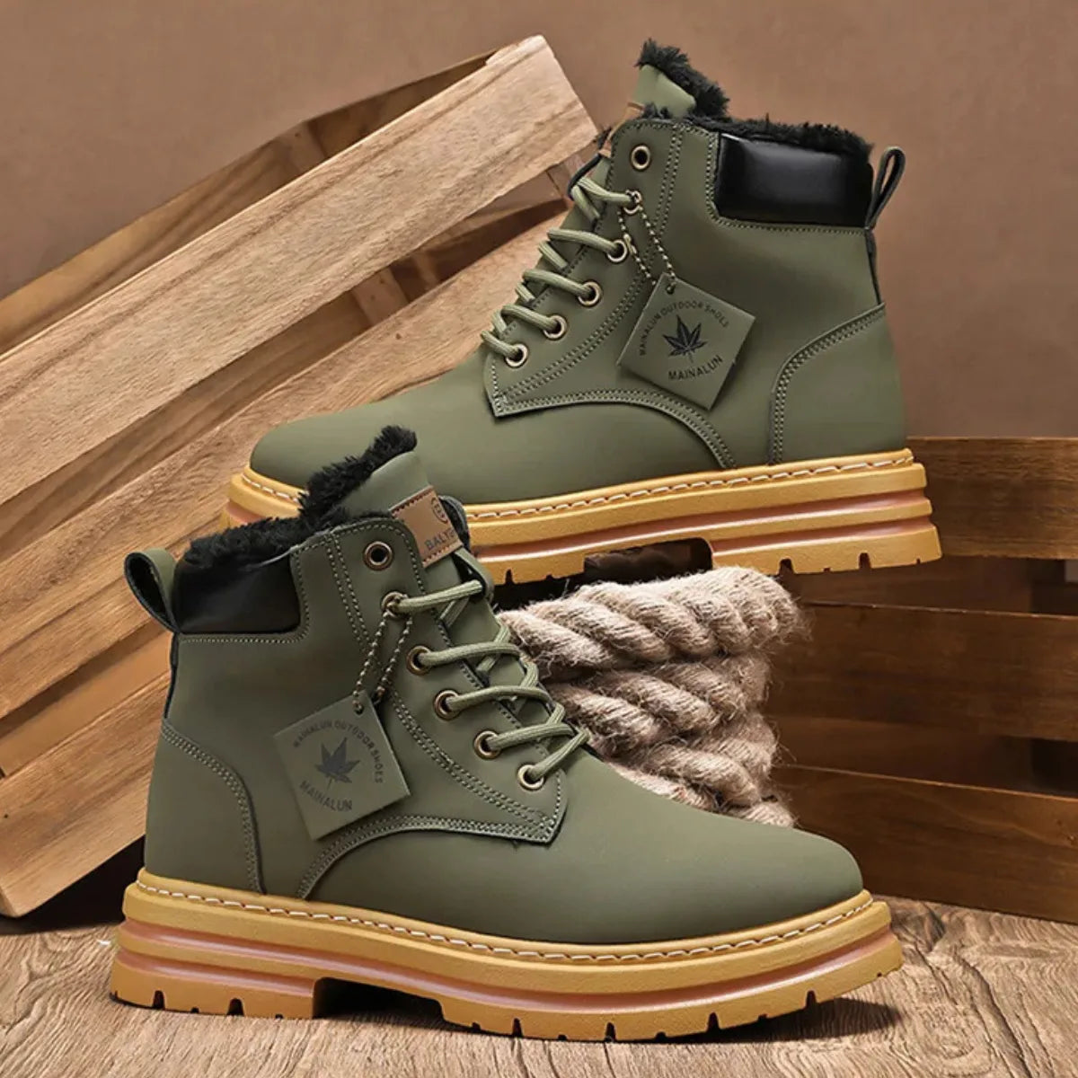 Men's Fur Lined Insulated Lace-Up Boots image 9