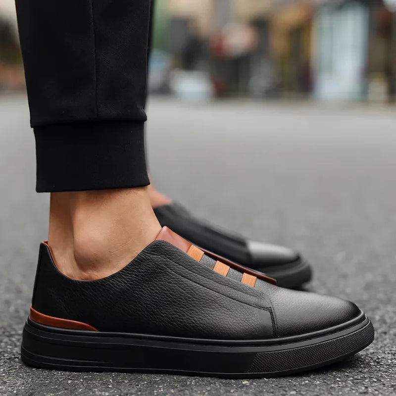 Men's Genuine Leather Slip-On Trainers with Comfort Insole image 10