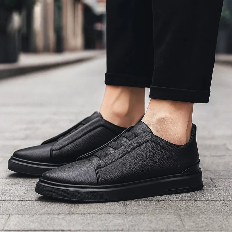 Men's Genuine Leather Slip-On Trainers with Comfort Insole image 11