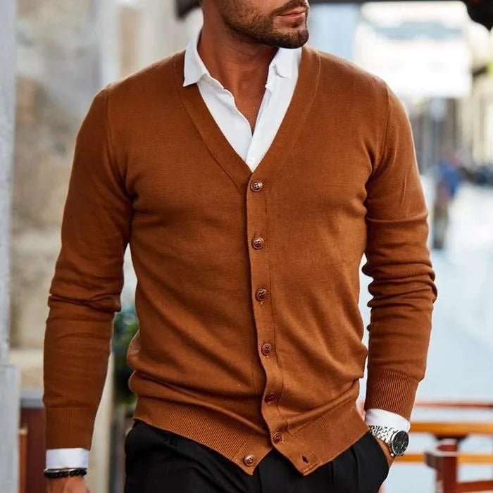Knitted Button Cardigan with V-Neck