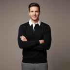 Men's Long Sleeve Knit Polo Jumper with Contrast Collar image 11