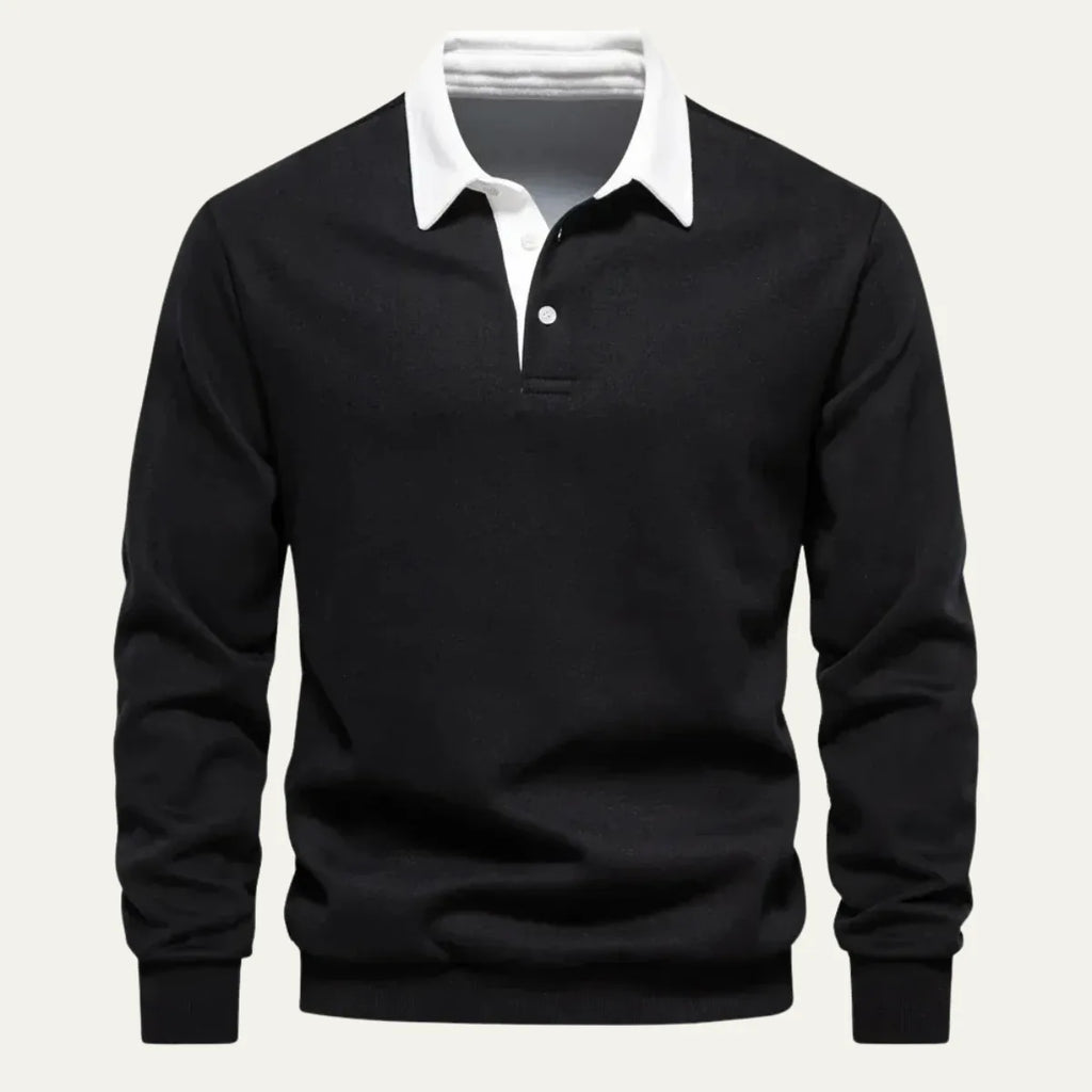 Men's Long Sleeve Knit Polo Jumper with Contrast Collar image 12
