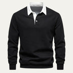 Men's Long Sleeve Knit Polo Jumper with Contrast Collar image 12