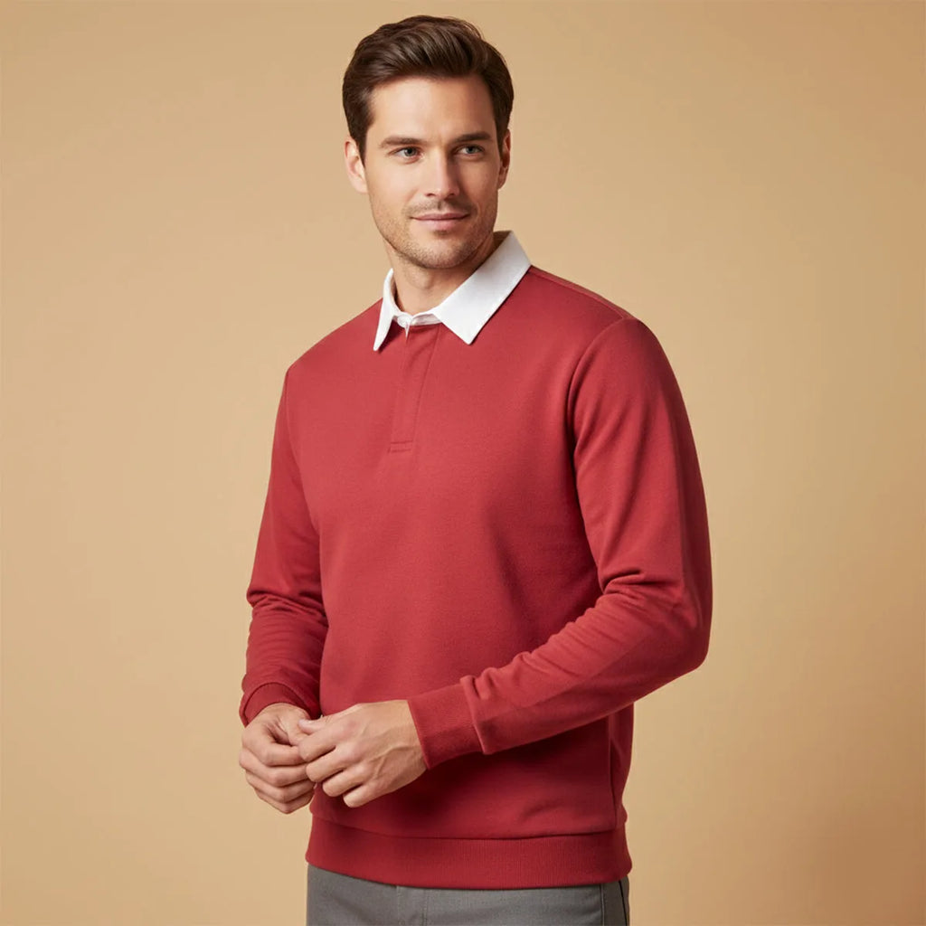Men's Long Sleeve Knit Polo Jumper with Contrast Collar image 14