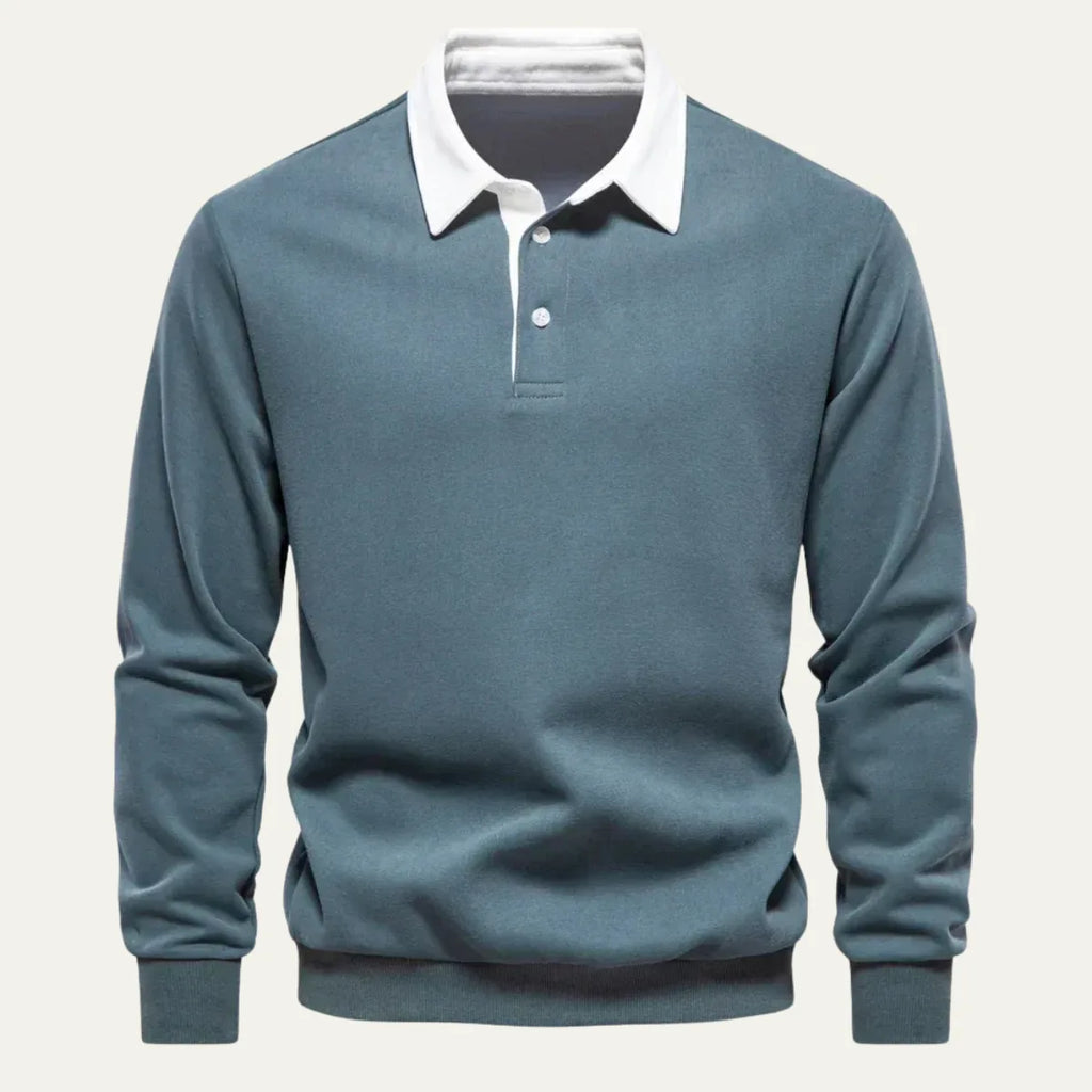 Men's Long Sleeve Knit Polo Jumper with Contrast Collar image 9