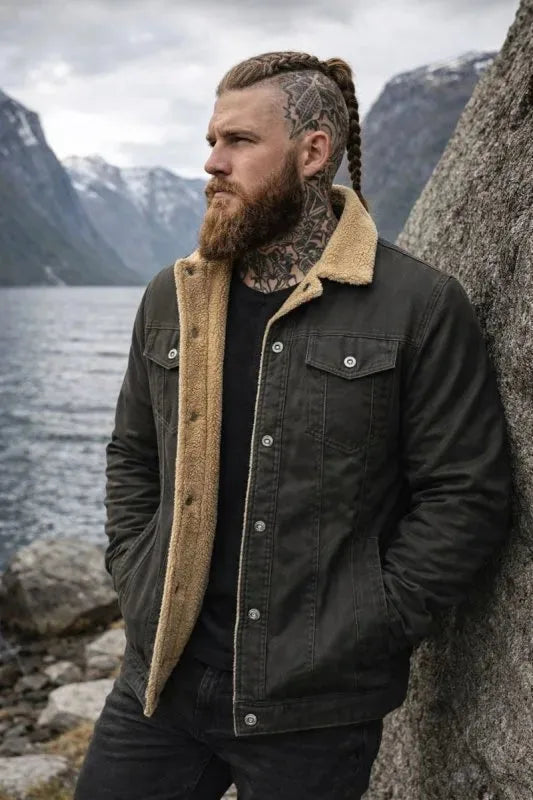 Men's Sherpa Lined Button Front Winter Jacket image 12