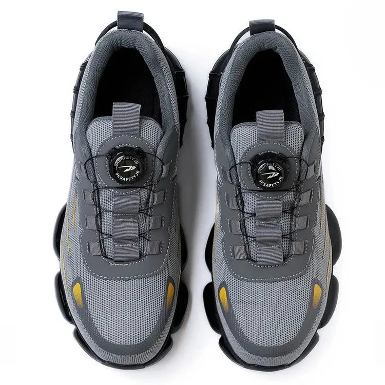 Top-down view of both shoes showing the dial lacing knob and webbing lace loops