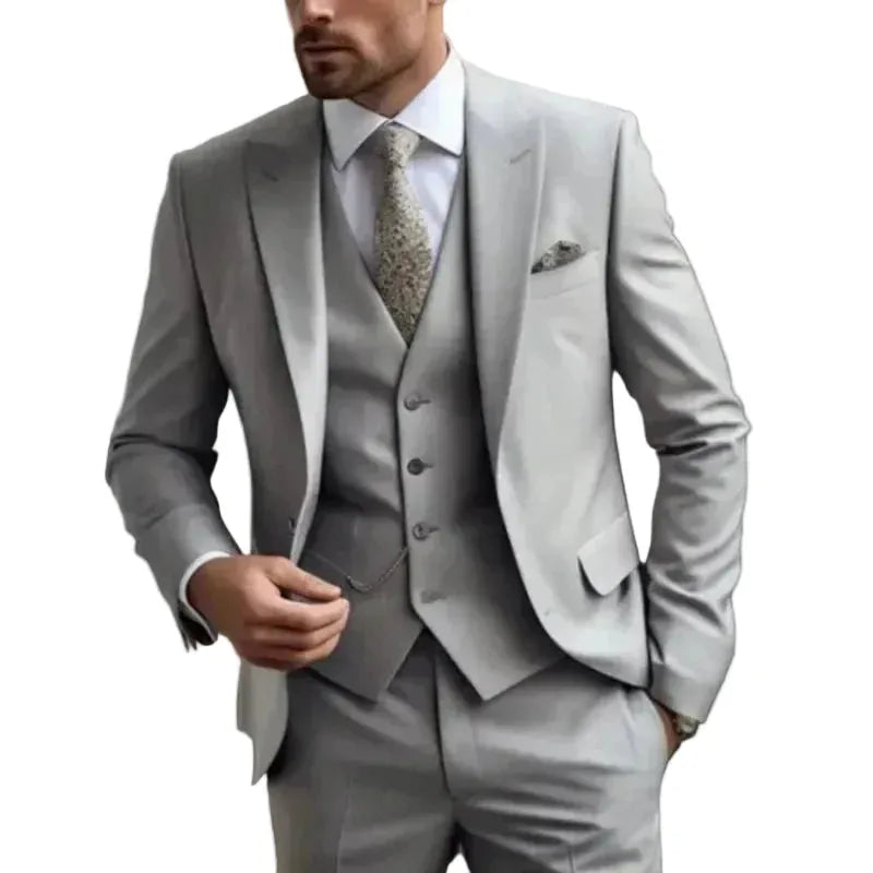 Men's Three-Piece Tailored Suit Set with Blazer and Waistcoat image 10