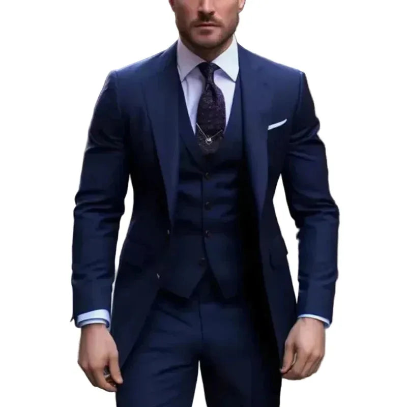 Men's Three-Piece Tailored Suit Set with Blazer and Waistcoat image 9