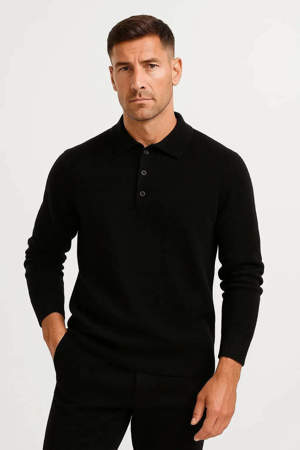 Edgar | Men's Merino Wool Polo Jumper Long Sleeve