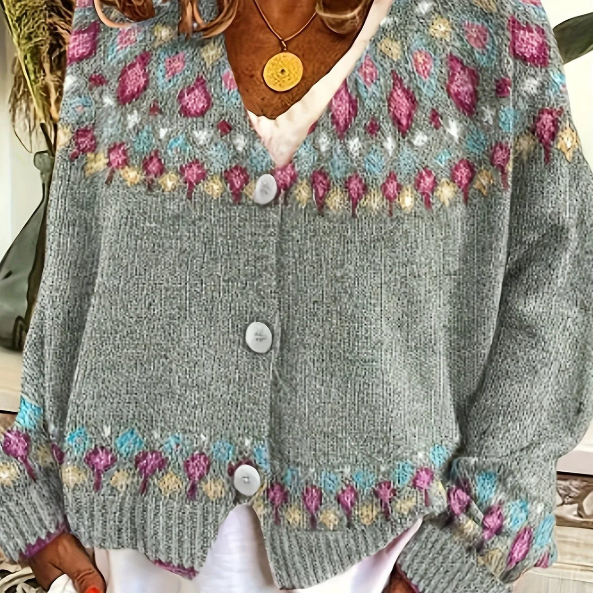 Nordic Fair Isle Knit Cardigan for Women image 14