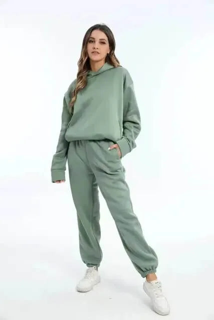 Back view of the oversized tracksuit set showing the relaxed drop-shoulder cut