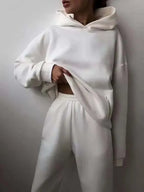 Full-length view showing the elasticated waistband and relaxed fit of the joggers