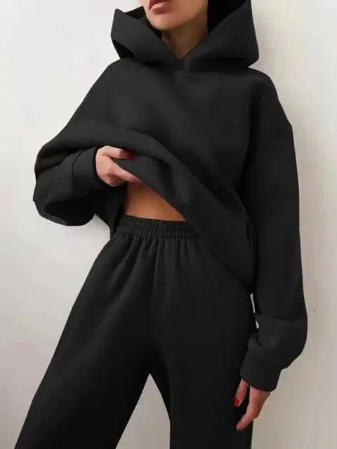 Detail of the kangaroo pocket on the front of the oversized hoodie