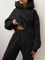 Detail of the kangaroo pocket on the front of the oversized hoodie
