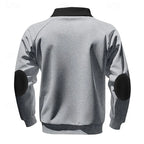 Navy blue quarter-zip pullover folded flat showing overall silhouette and colour block design