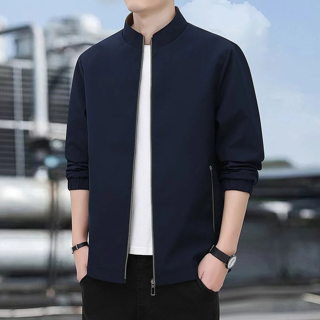 Men's Quilted Lined Stand Collar Zip Jacket image 12