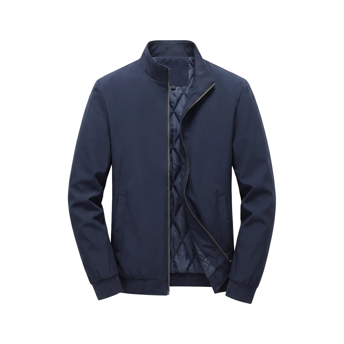 Men's Quilted Lined Stand Collar Zip Jacket image 15