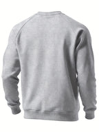 Front view showing the sweatshirt's relaxed fit and ribbed hem at the waist