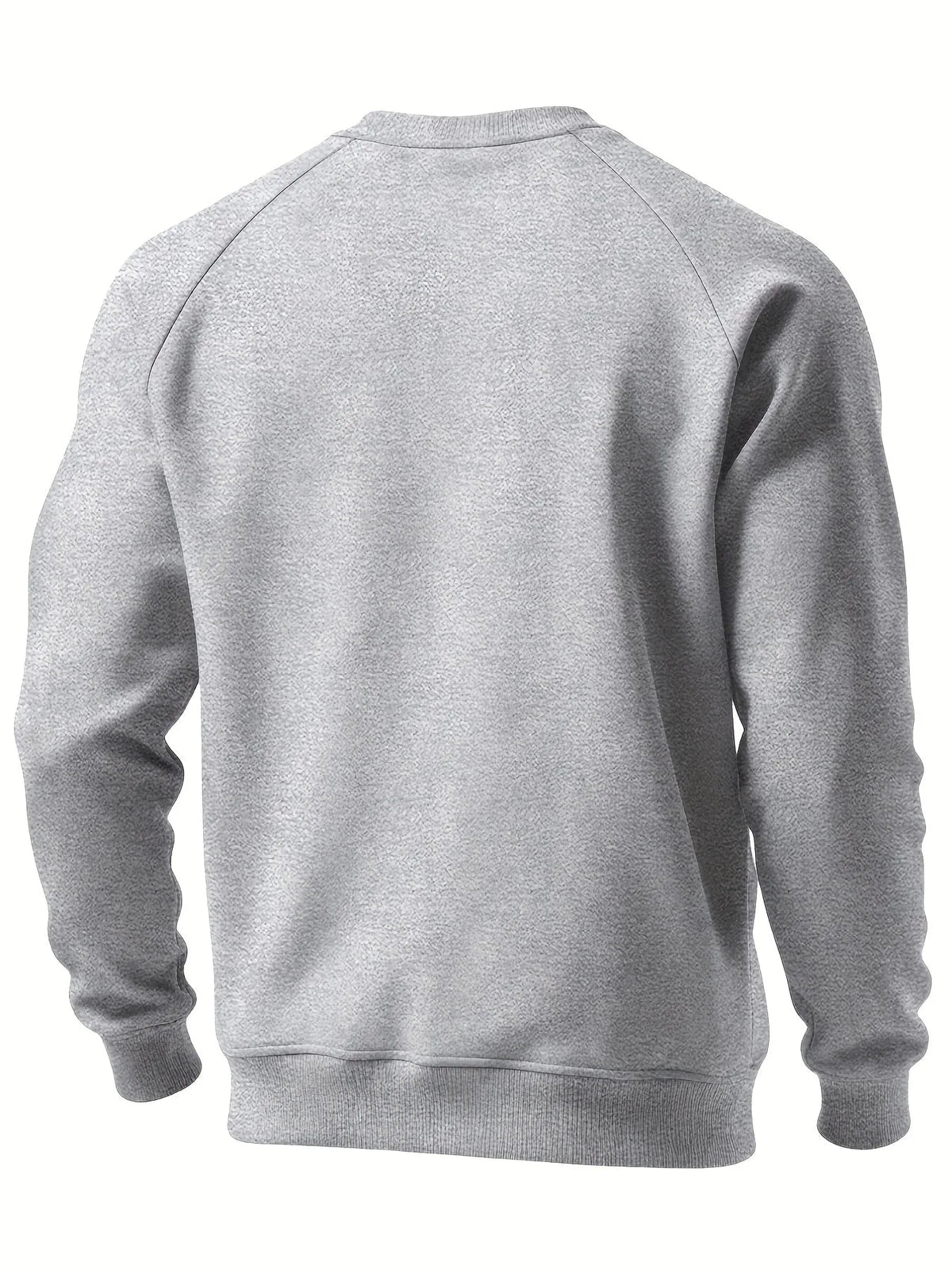 Front view showing the sweatshirt's relaxed fit and ribbed hem at the waist